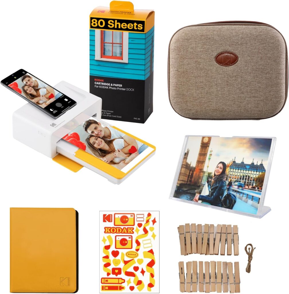 KODAK Dock Plus 4Pass Instant Photo Printer (4x6 inches) + 90 Sheets Gift Bundle