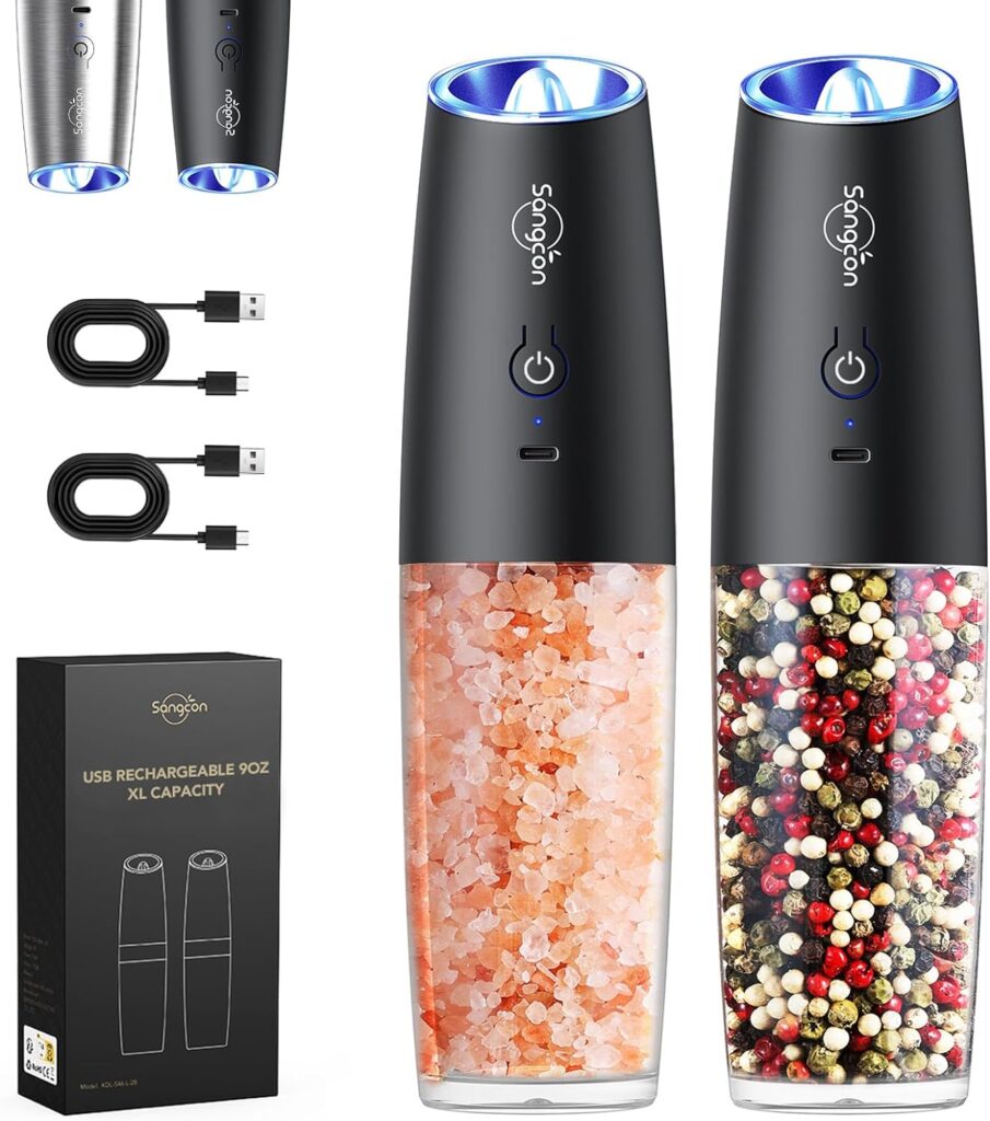 Sangcon Gravity Electric Salt and Pepper Grinder Set