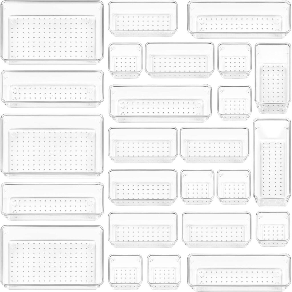 Vtopmart 25 PCS Clear Plastic Drawer Organizers Set