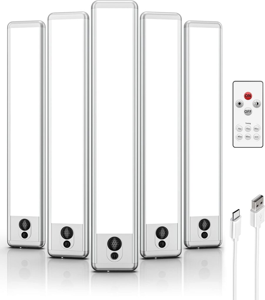 Wireless Under Cabinet Lighting with Remote Control (White) 5 Pack