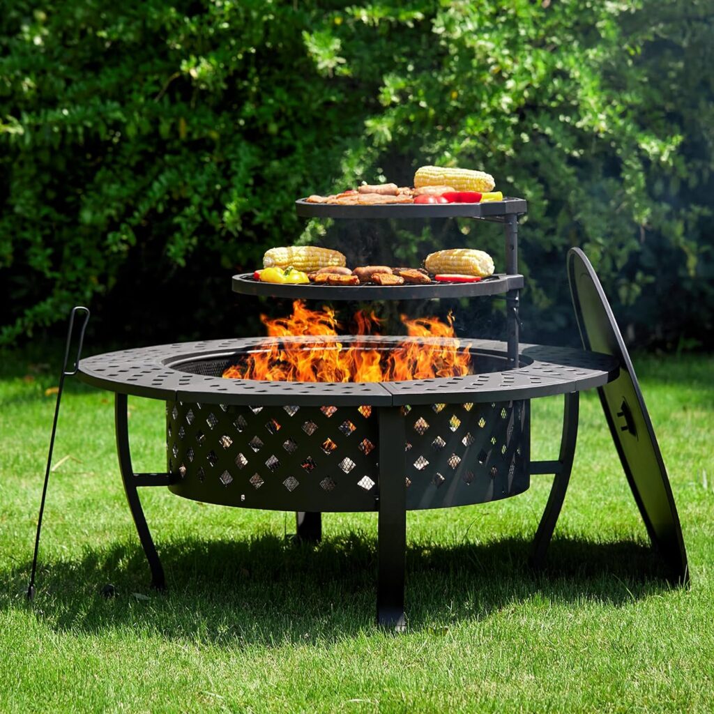 42 Inch Firepit with 2 Grills and Lid
