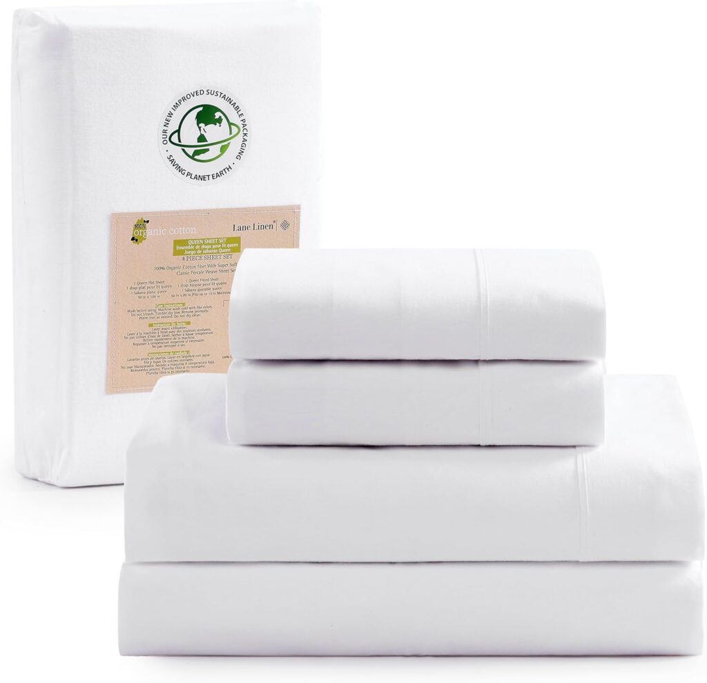 LANE LINEN 100% Organic Cotton Queen Sheet Set