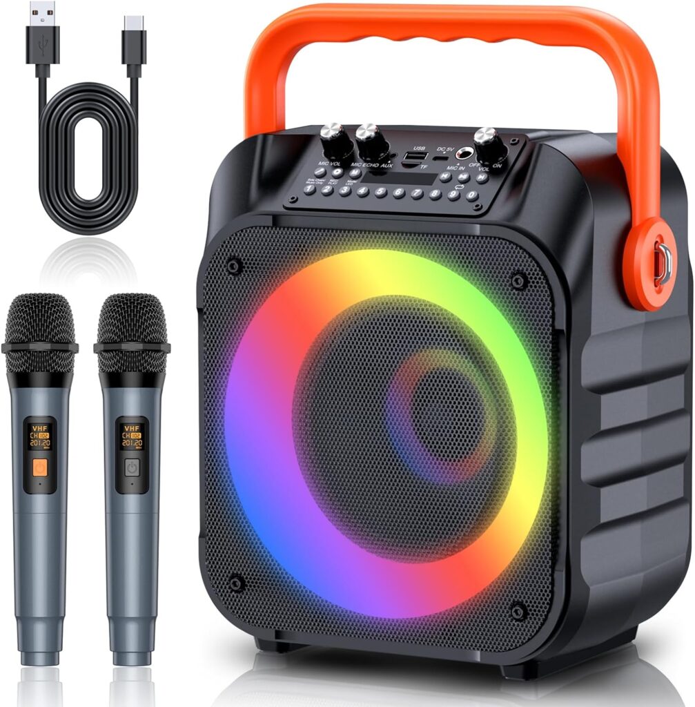 Karaoke Machine with Two Wireless Microphones