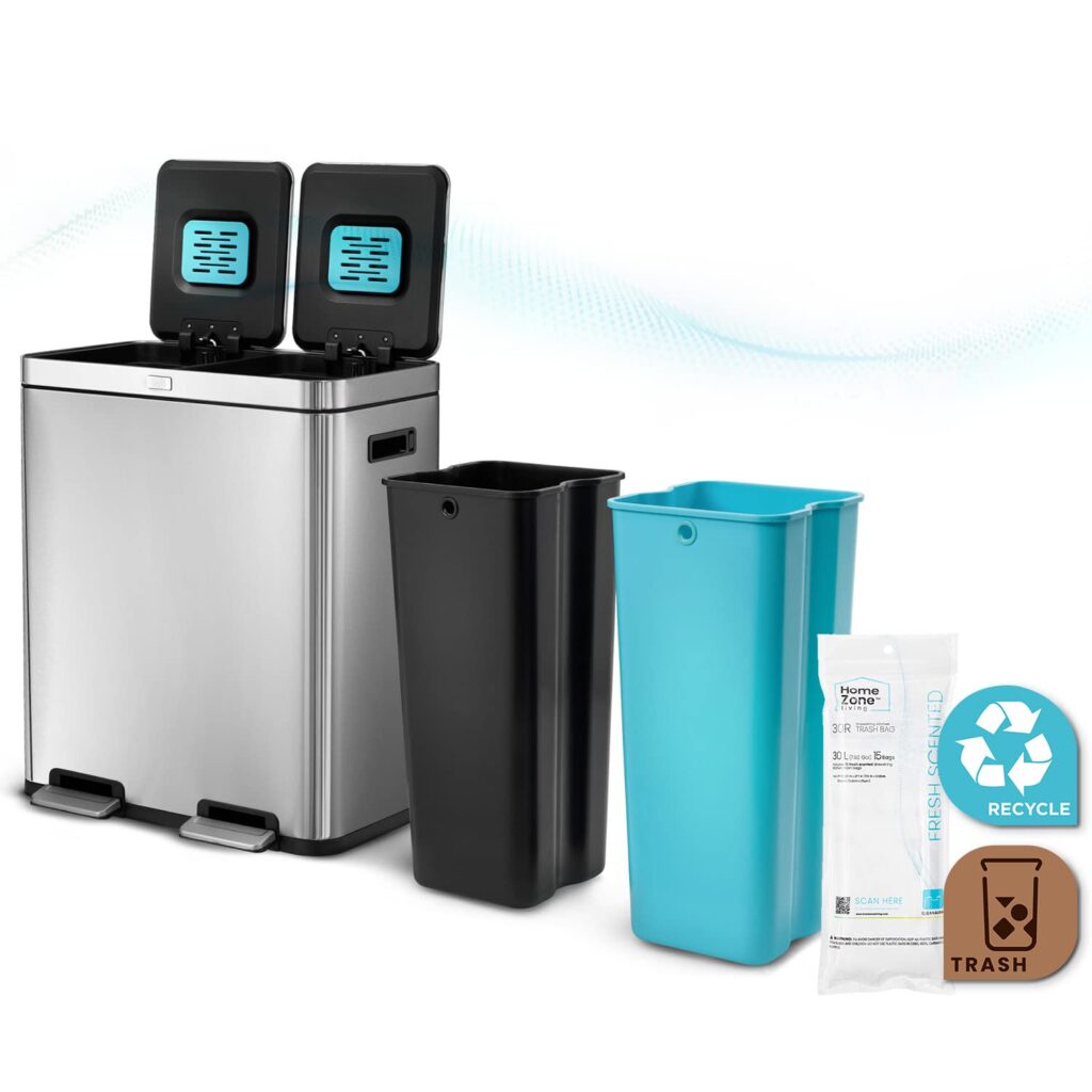 Home Zone Living 15.8 Gallon Dual Trash Can