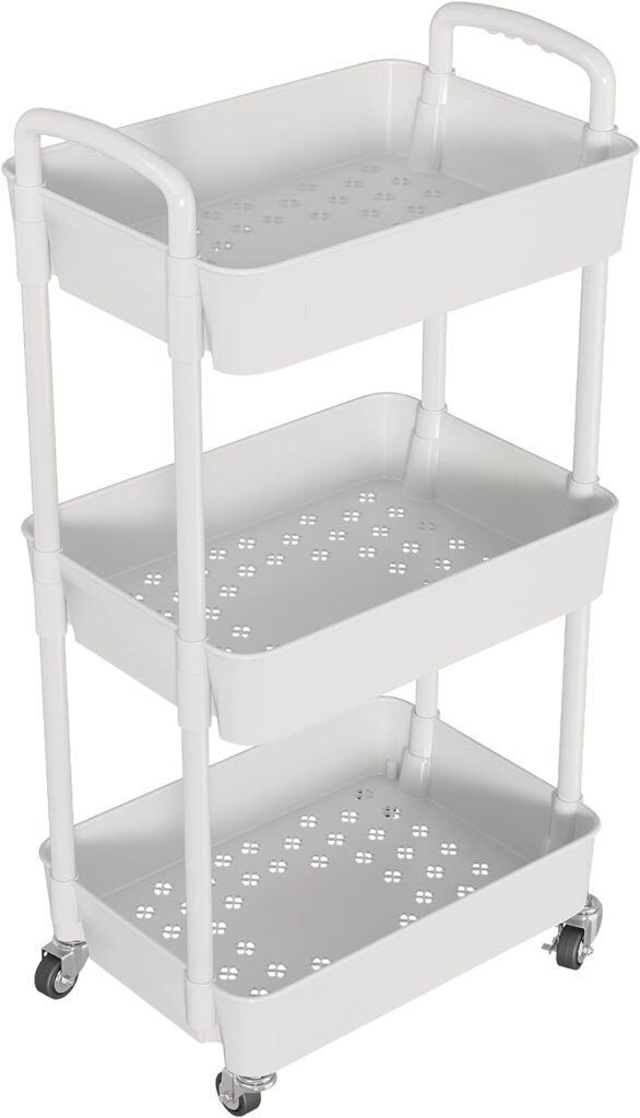 3-Tier Storage Cart with Lockable Wheels