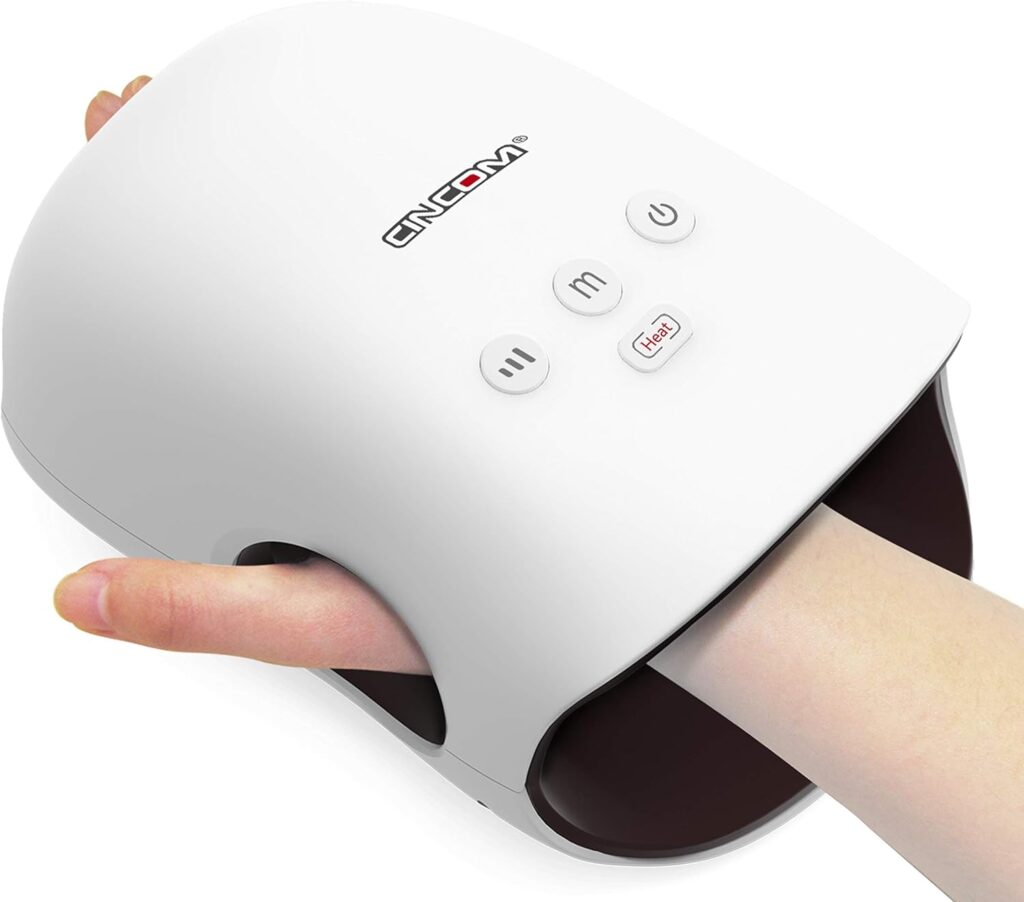 CINCOM Cordless Hand Massager with Heat and Compression
