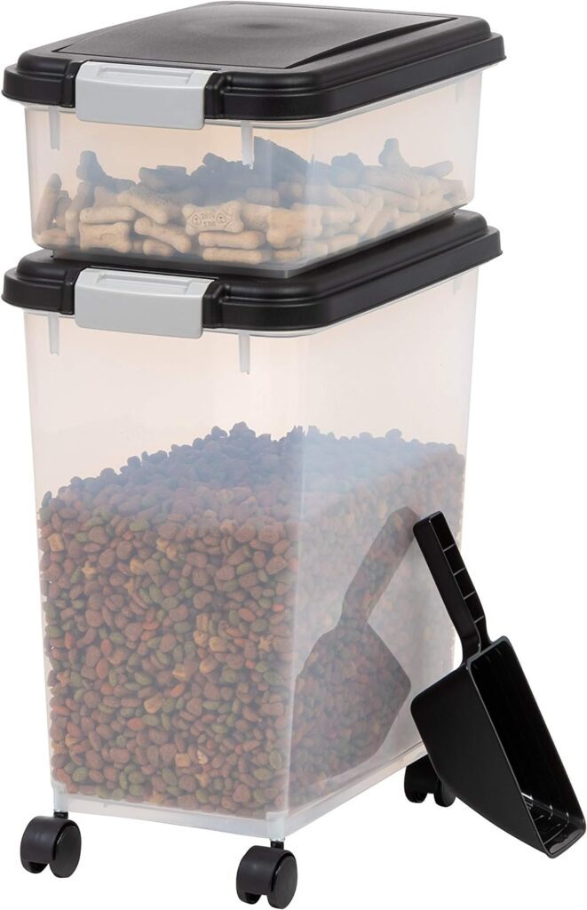 IRIS USA 30 lbs & 11 lbs Combo Airtight Dog Food Stackable Storage Containers