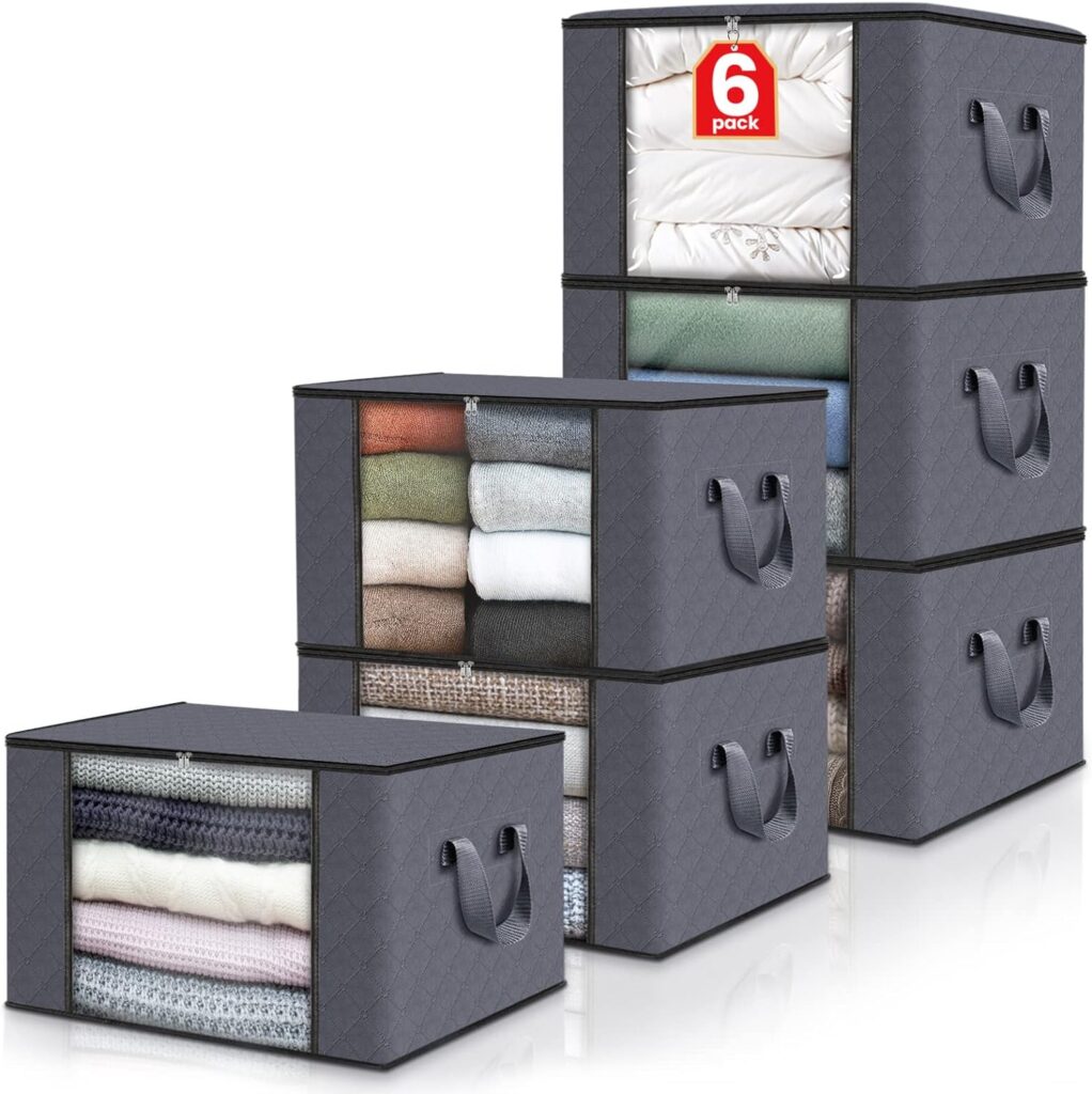 Storage Containers for Organizing Bedroom, Closet, Clothing, Comforter, Organization and Storage with Lids and Handle