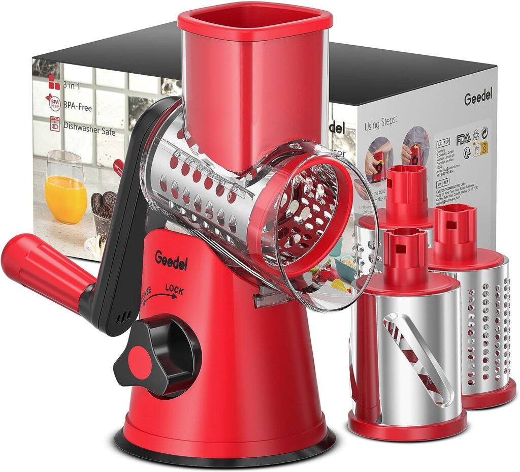 Geedel Rotary Grater with 3 Interchangeable Blades