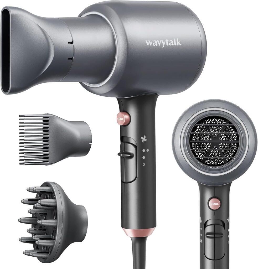 Wavytalk Ionic Hair Blow Dryer with Diffuser for Curly Hair Professional Salon Attachment Diffuser