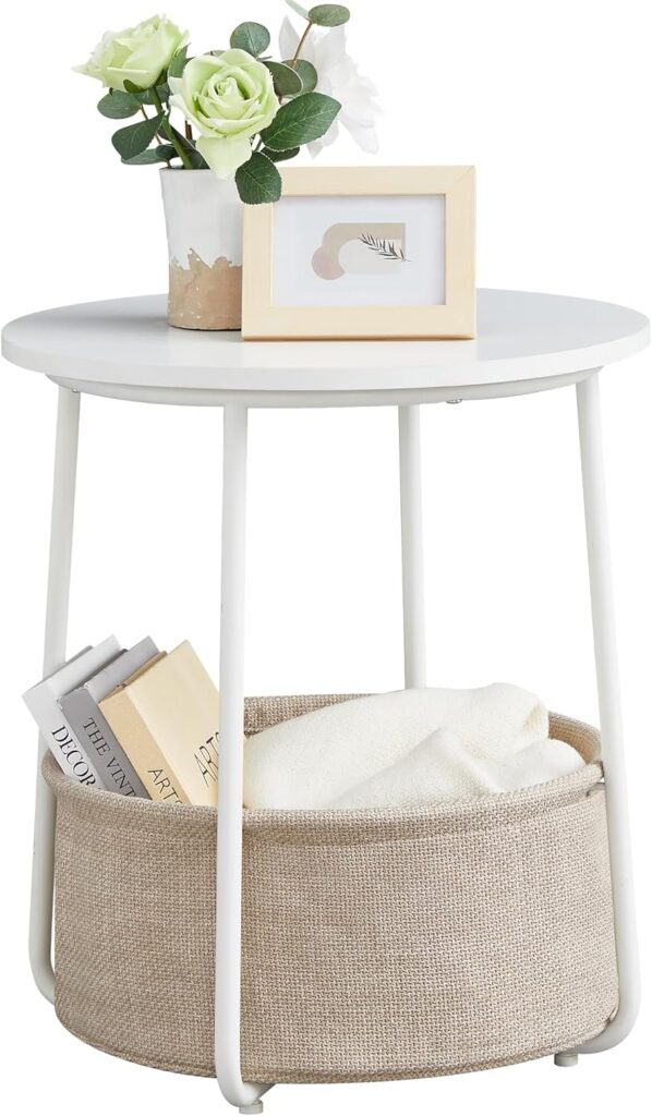 VASAGLE End Table with Fabric Basket