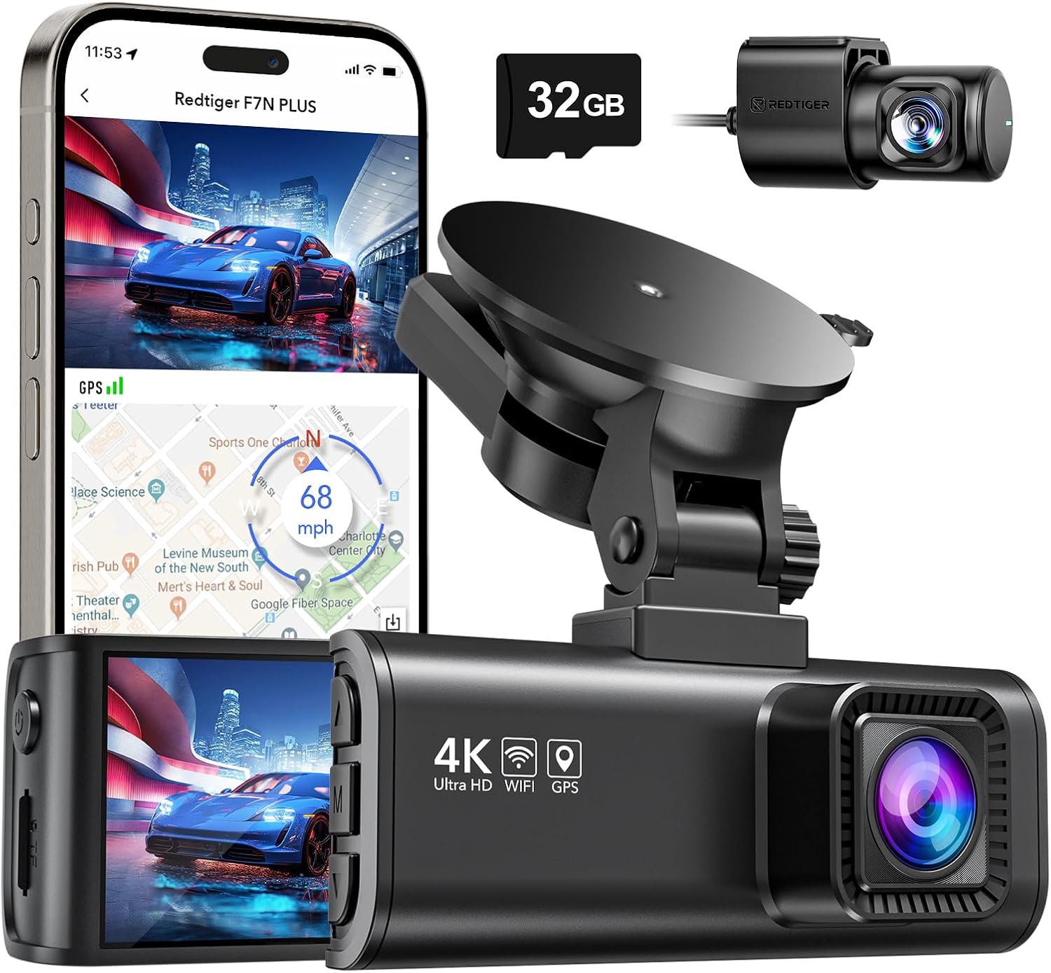 REDTIGER Dash Cam Front Rear