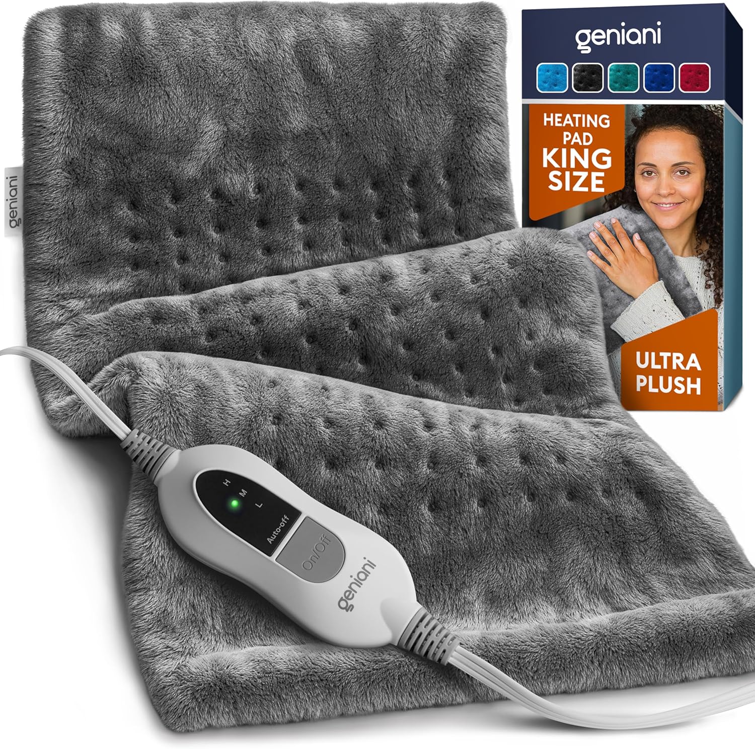 GENIANI Large Electric Heating Pad for Back Pain & Cramps Relief