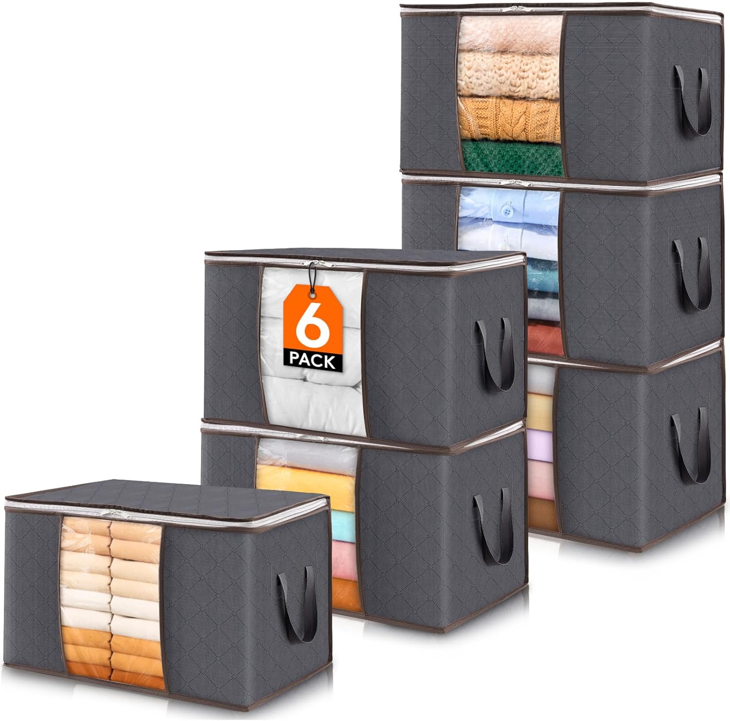 Lifewit 6 Pack Clothes Storage Bins with Lids