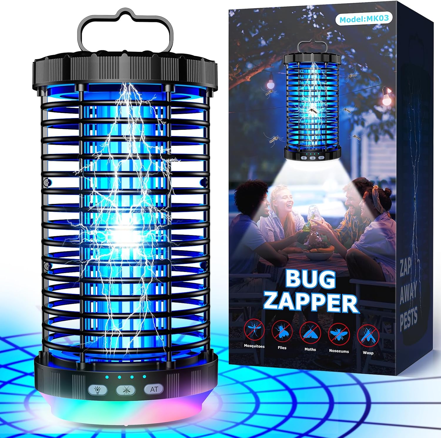 Bug Zapper Outdoor 2025 Upgraded 3 in 1 Rechargeable Bug Zapper
