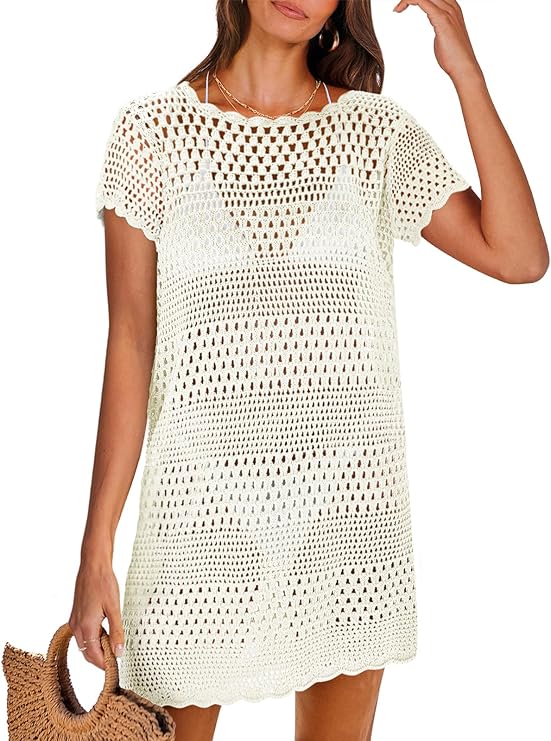 Swimsuit Cover Up for Women 2025 Crochet Bathing Suit Swimwear Mesh Knit Beach Dress Summer Vacation Outfit Clothes