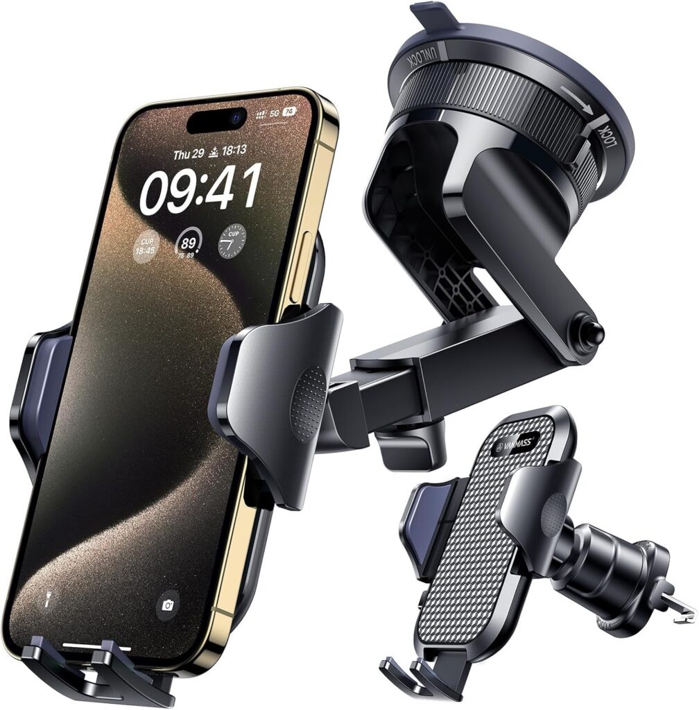 Car Phone Mount for Dashboard, Windshield or Vent