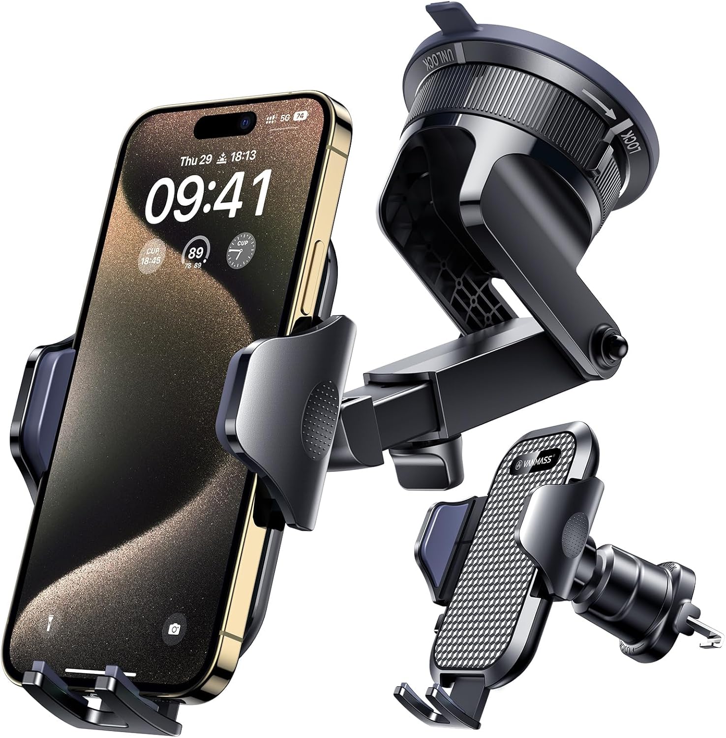 Car Phone Mount for Dashboard, Windshield or Vent
