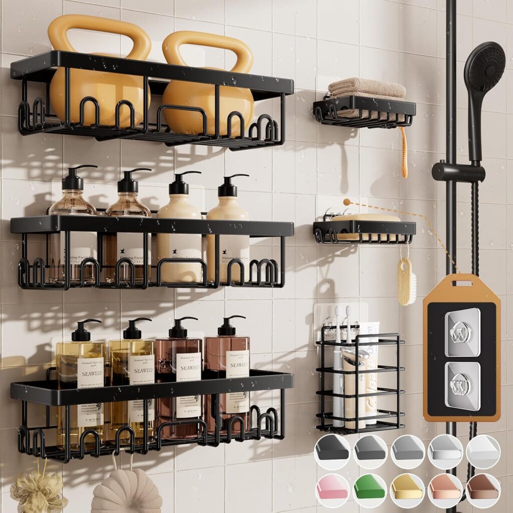 Veken 6-Pack Adhesive Shower Caddy