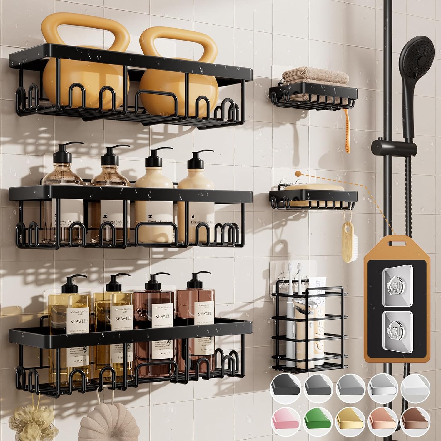 Veken 6-Pack Adhesive Shower Caddy
