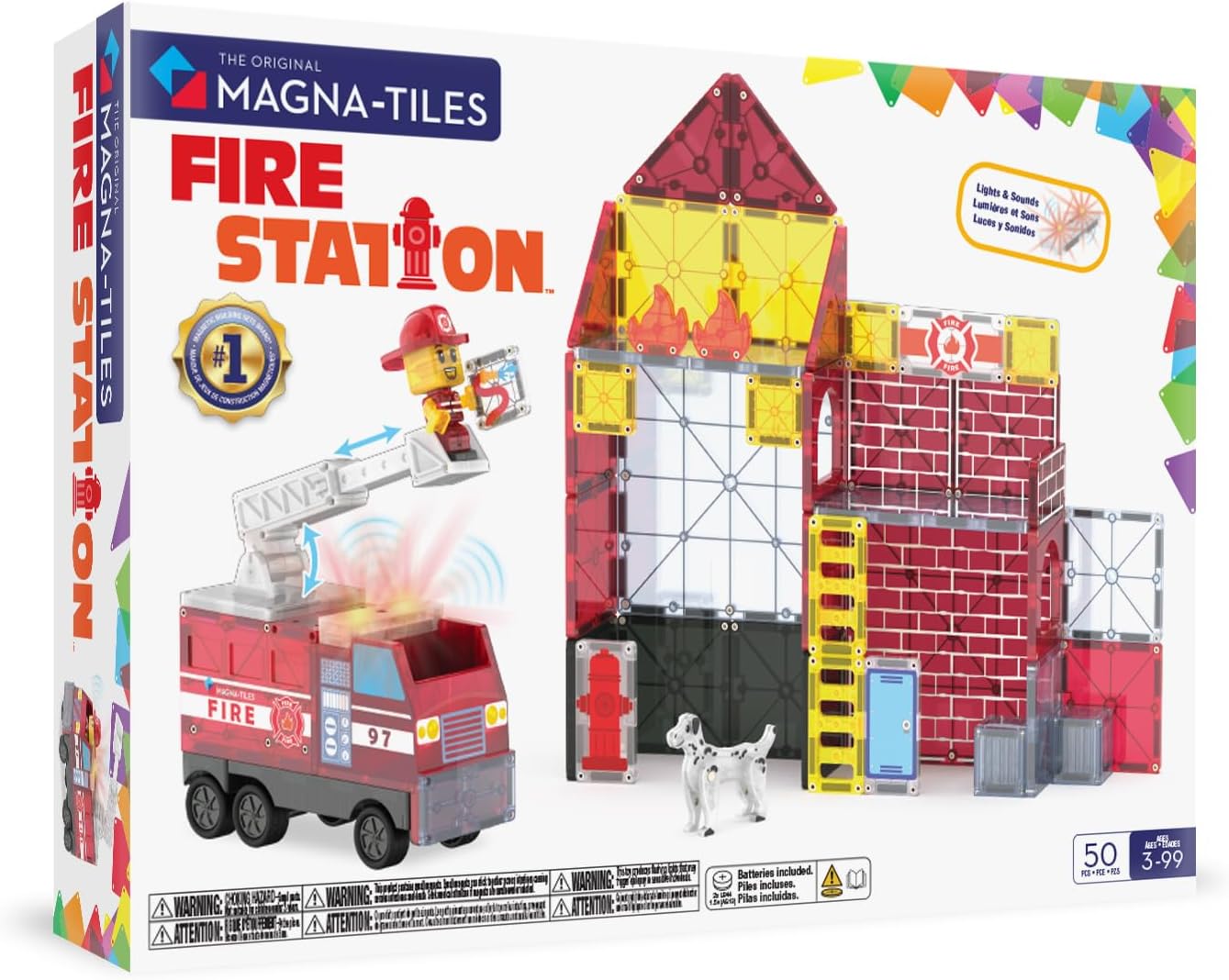 MAGNA-TILES Fire Station 50-Piece Magnetic Set